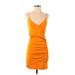 Zara Cocktail Dress - Party Plunge Sleeveless: Orange Solid Dresses - Women's Size Small