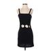 Shein Casual Dress - Sheath Square Sleeveless: Black Solid Dresses - Women's Size Small