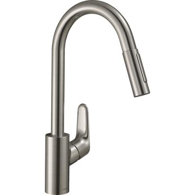 Küchenarmatur HANSGROHE "Focus M41", silber (edelstahl finish), H:406cm T:26,1cm, Armaturen, 240 Ausziehbrause 2 Strahla