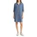 Caslon(r) Long Sleeve Chambray Shirtdress - Blue - Caslon Dresses