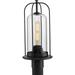 Watch Hill Collection One-Light Textured Black and Clear Seeded Glass Farmhouse Style Outdoor Post Lantern