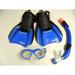 U.S. Divers Adult Snorkel mask fins Size Mens 7-10 & Womens 8-11 Bag Set Blue