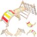 Triangle Climbing Toys Foldable Climbing Triangle Ladder Toys with Ramp for Sliding or Climbing Set of 3 Wooden Safety Sturdy Kids Play Gym Indoor Outdoor Playground Climbing Toys for Toddlers