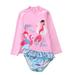 Little Toddler Girls Swimsuits Two-Pieces Long Sleeve Tankini UPF 50+ Sun Protection Bathing Suit Mermaid Flamingo Printed Quick Dry Swimwear 2-10T