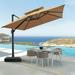 Pellebant 10 ft Double Top Patio Cantilever Umbrella with Base Tan