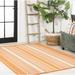 JONATHAN Y JONATHAN Y Negril Modern Double Stripe Indoor/Outdoor Area Rug 5 X 8 - Orange/Cream