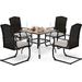 VALLEY Patio Dining Set 5 PCS C Spring Outdoor Dining Sets Wicker Patio Chairs with Cushion 37\u201Dx37\u201Dx28\u201DSquare Table 1.57 Umbrella Hole for Outdoor Kitchen Lawn Garden.