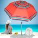 AMMSUN 7ft Heavy Duty Beach Umbrella with Sand Anchor & Tilt Sun Shelter & Carry Bag Red