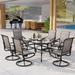 9 Pieces Patio Dining Set Rectangular Expandable Black Metal Table with 10 Padded Textilene Fabric Swivel Chairs Outdoor Furniture Set for Garden Poolside Backyard Porch