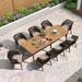 LEAF Patio Dining Set of 9 All-Weather Metal Table Chair Set Patio Rattan Furniture Set for Backyard Garden Outdoor Dining Set