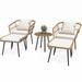 Mcferran s Inc 5-Piece Wicker Patio Conversation Set with Ottomans and Table