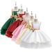 Godderr 3-13Y Girls Princess Dresses Clothes Shoulder Party Dress Sleeveless Bow Dresses Solid Color Princess Dresses