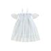 Toddler Girls Summer Short Sleeve Off Shoulder Dot Print Mesh Dress