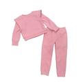 Elainilye Fashion Toddler Kids Girls Tracksuits Set Solid Color Crewneck Long Sleeve Sweatshirts Elastic Waistband Pants Two Piece Pink