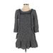 Holding Horses Casual Dress - Mini Scoop Neck 3/4 sleeves: Gray Dresses - Women's Size 2