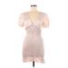 Zara Casual Dress - Party V-Neck Short sleeves: Pink Dresses - Women's Size Medium