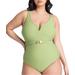 Plus Size Women's Seashell Clasp Belt One Piece by ELOQUII in Sage Green (Size 22)