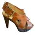Michael Kors Shoes | Michael Kors Womens Leather Platform Heel Sandals Slingback Peep Toe Size 7us | Color: Brown | Size: 7