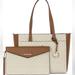 Michael Kors Bags | Michael Kors Maisie Large Leather 3 In 1 Tote Bag Vanilla Mk Signature | Color: Brown/White | Size: Os