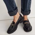 Madewell Shoes | Madewell The Bradley Hardware Lugsole Loafer Croc Embossed Leather Black 10 Nib | Color: Black | Size: 10