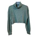 Free People Tops | Free People Long Sleeve Green Mock Turtleneck Cropped Sweater Jersey Knit | Color: Green | Size: Xs