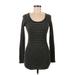 Michael Stars Casual Dress - Bodycon Scoop Neck Long sleeves: Gray Color Block Dresses