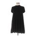 Rolla Coster Casual Dress - Mini High Neck Short sleeves: Black Solid Dresses - Women's Size Medium