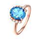 Ayoiow Wedding Ring 18K Rose Gold for Women Oval 2.74ct Blue Topaz Ring Diamond Ring Women Rose Gold Promise Ring