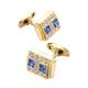 Gold Plating Blue Crystal French Cufflinks Fashion Shirt Cufflinks for Mens Gift Cuff Links Buttons Design