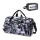Small Gym Bag for Women, Travel Duffle Bag Carry On Weekender Bag with Shoe Compartment, 37#Camo Black, Gym Bag&toiletry Bag