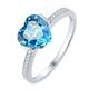 Ayoiow Rose White Gold Ring 18K White Gold Heart 1.79ct Blue Topaz Ring Diamond Ring for Women White Gold Wedding Bands