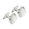 Cats Eye Stone Cufflinks for Mens Wedding Business Gifts Milky White Opal Cufflink