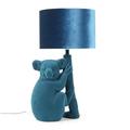 Teal Velvet Koala Bedside Table Lamp with a Drum Lampshade Animal Retro Bedroom Living Room Hallway Light + LED Bulb