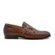 Xposed Mens Retro Handmade Interwoven Woven Leather Double Buckle Monk Straps Shoes [WD02-N11-BROWN, 6.5UK]