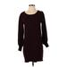 Max Studio Casual Dress - Shift: Burgundy Solid Dresses - Women's Size Small