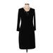 Calvin Klein Casual Dress - Sheath Tie Neck 3/4 sleeves: Black Print Dresses - Women's Size 12