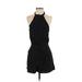 Sugar Lips Casual Dress - Mini High Neck Sleeveless: Black Print Dresses - Women's Size Small