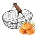 Mir de rangement de fruits en fil métallique panier à œufs portable poignée en bois rangement de