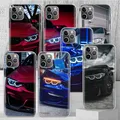 Coque de téléphone à motif souple pour BMW coque de voiture bleue et rouge pour iPhone 14 13 Pro