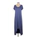 H By Halston Casual Dress - Midi Scoop Neck Short sleeves: Blue Solid Dresses - Women's Size Small