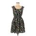 Xhilaration Casual Dress - A-Line Scoop Neck Sleeveless: Black Print Dresses - Women's Size Medium