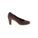 Attilio Giusti Leombruni Heels: Slip-on Chunky Heel Work Brown Solid Shoes - Women's Size 39 - Round Toe