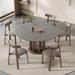 PEPPER CRAB Round Dining Set Wood/Upholstered in Brown/Gray | 29.52 H x 51.18 W x 51.18 D in | Wayfair 02xyc145DQCJ5T0C9PX