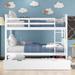 Harriet Bee Full Over Full Bunk Bed w/ Twin Size Trundle & Ladder Wood in White | 62.9 H x 56.5 W x 79.6 D in | Wayfair