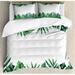 East Urban Home Palm Leaf Duvet Cover Set, Forest Leaves Frame, Calking, Hunter Green Microfiber in Green/White | Wayfair