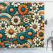 East Urban Home Hippie Shower Curtain Flowers in Groovy Colors in Orange Teal Ivory Polyester | 84 H x 69 W in | Wayfair