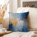 East Urban Home Abstract Blue & Gold Symphony Paint Brush Strokes Modern Transitional Polyester in Blue/Yellow | 20 H x 20 W x 1 D in | Wayfair