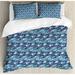 East Urban Home Palm Leaf Duvet Cover Set, Tropical Nature Exotic, Calking, Turquoise Navy Blue in Blue/Green | Wayfair