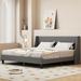 Winston Porter Raleen Metal Slat Bed Upholstered/Metal/Linen in Gray | 39.8 H x 80.3 W x 81.1 D in | Wayfair 3C47123323964F2FB72C6A7BF5BB4BA3