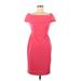 Calvin Klein Casual Dress - Sheath Open Neckline Short sleeves: Pink Solid Dresses - Women's Size 6